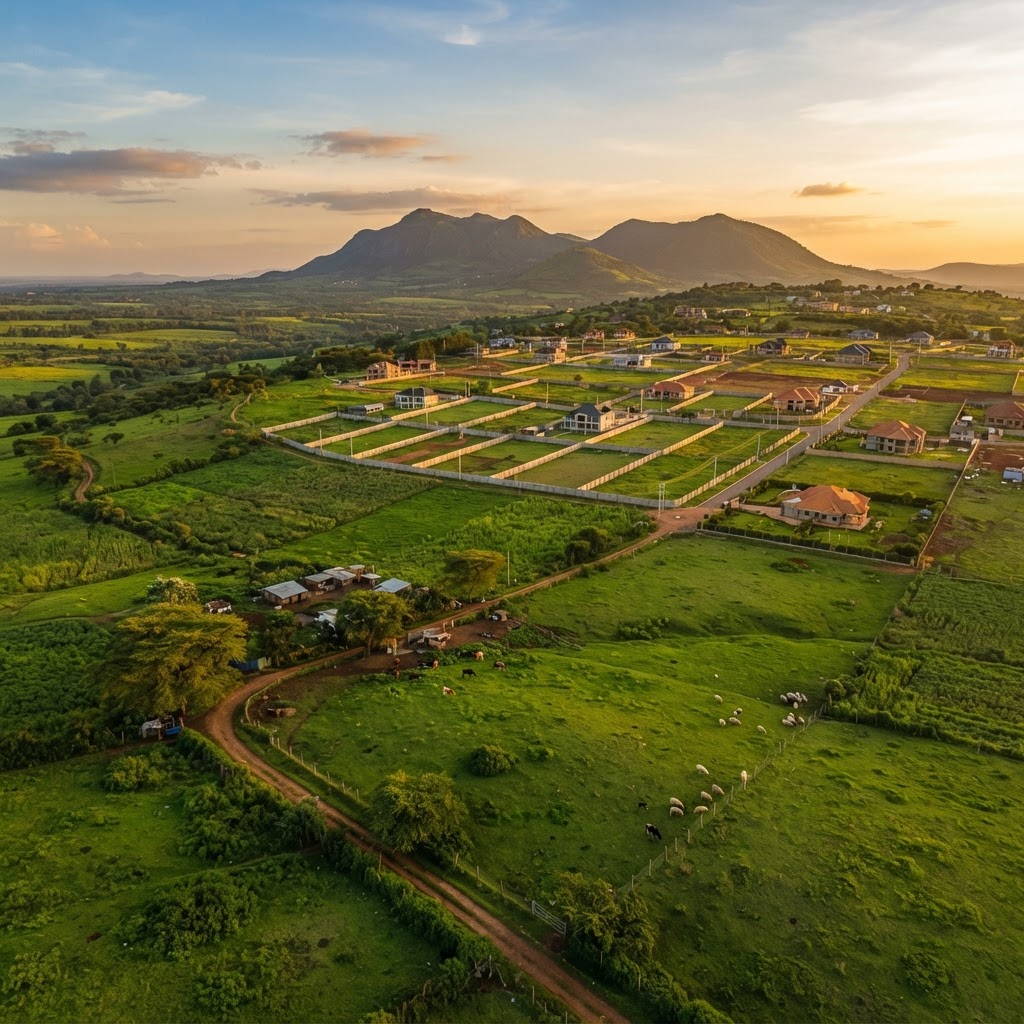 Aerial Drone View of Kenyan Land